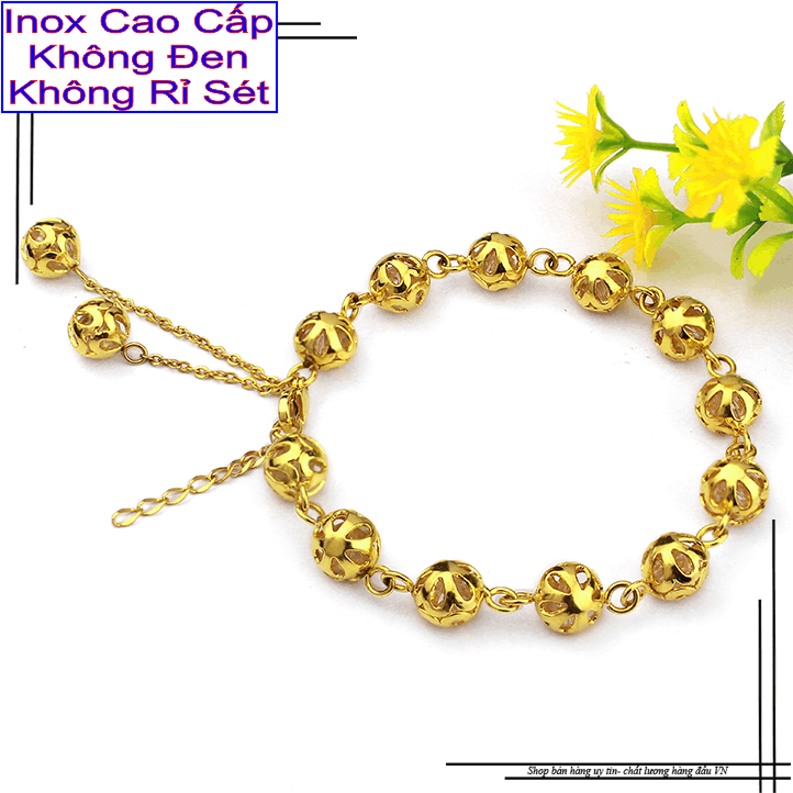 Bracelets stainless steel chain style ball hollow yellow-commitment 1 Đổi 1 if rust