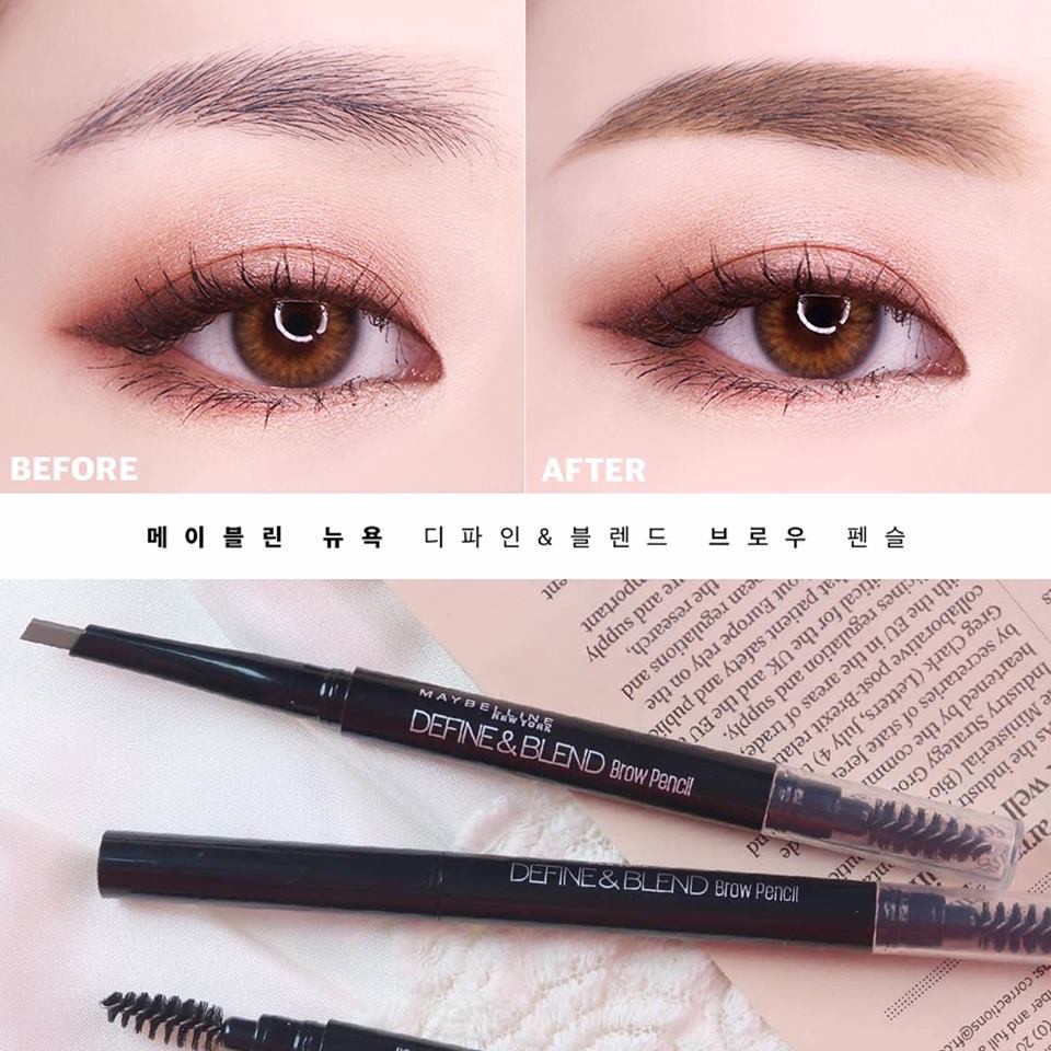 Chì kẻ mày Maybelline Define & Blend kèm đầu chải