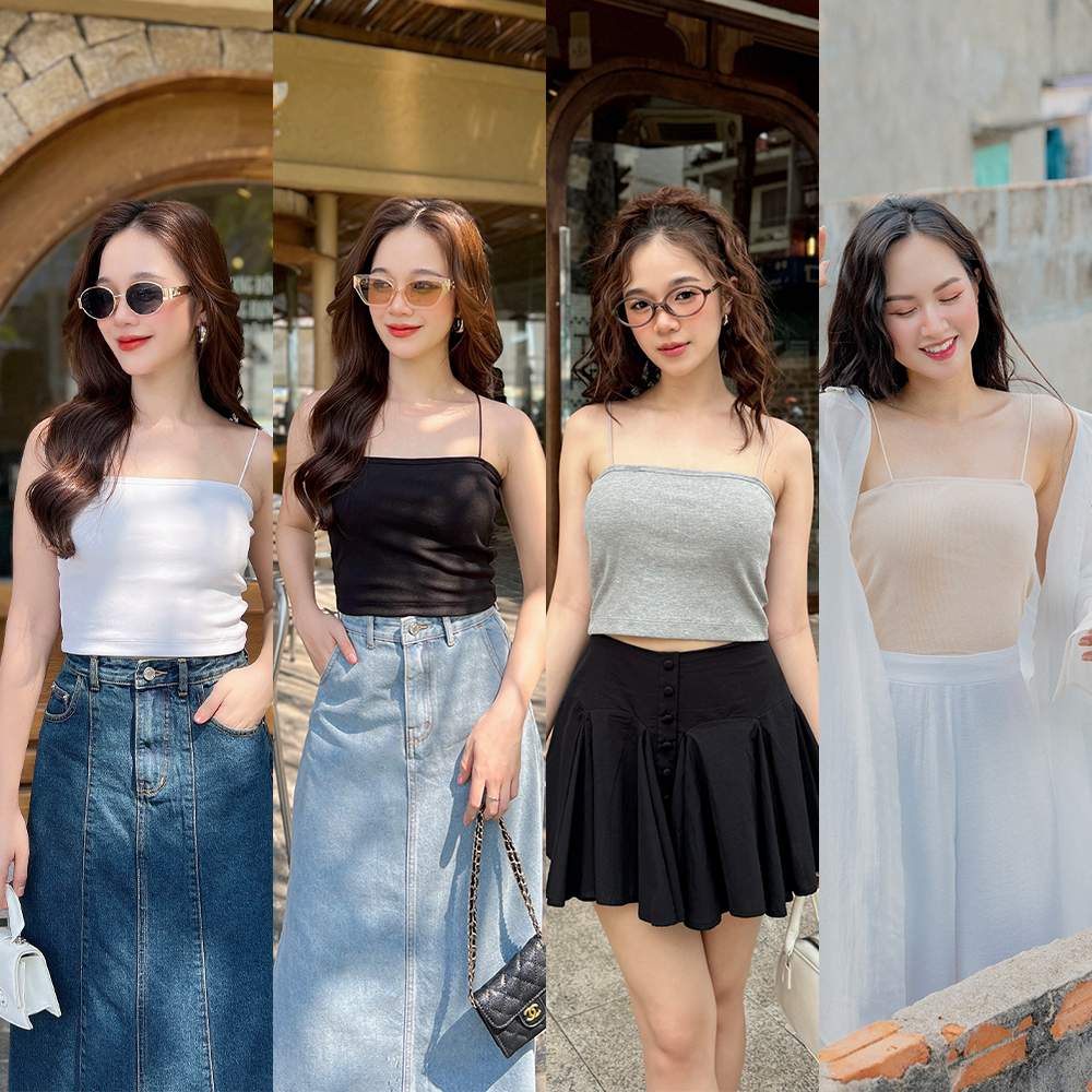 Voucher siêu sale 15% OLV - Áo 2 dây Basic Cami Top 2 màu