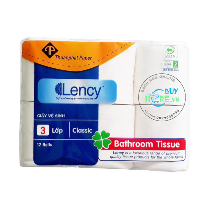 Giấy vệ sinh Lency 12 cuộn ( 3 lớp )