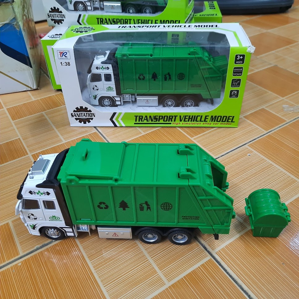 Xe ô tô chở rác mini đồ chơi trẻ em mô hình tỉ lệ 1:48 /1:38 bằng hợp kim và nhựa