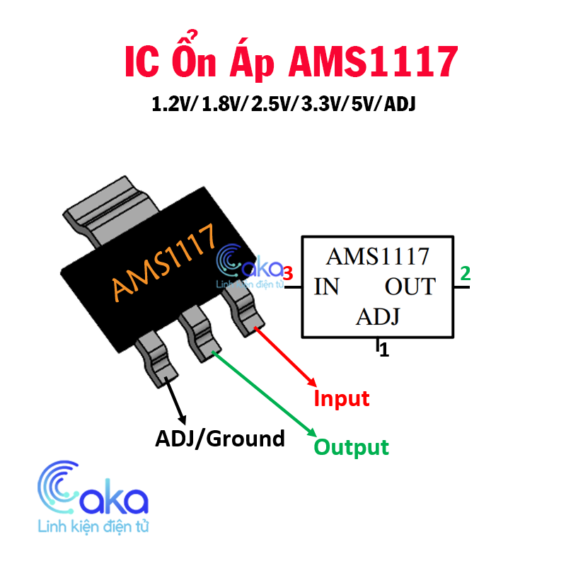 Ic nguồn ổn áp ams1117 1117 3.3v 5v sot223 dán nhiều giá tɾị