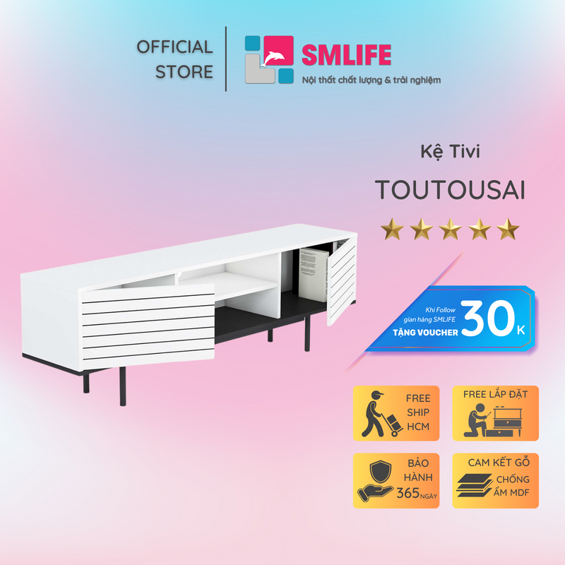 Kệ tivi gia đình thiết kế nhỏ gọn sang trọng SMLIFE Toutousai