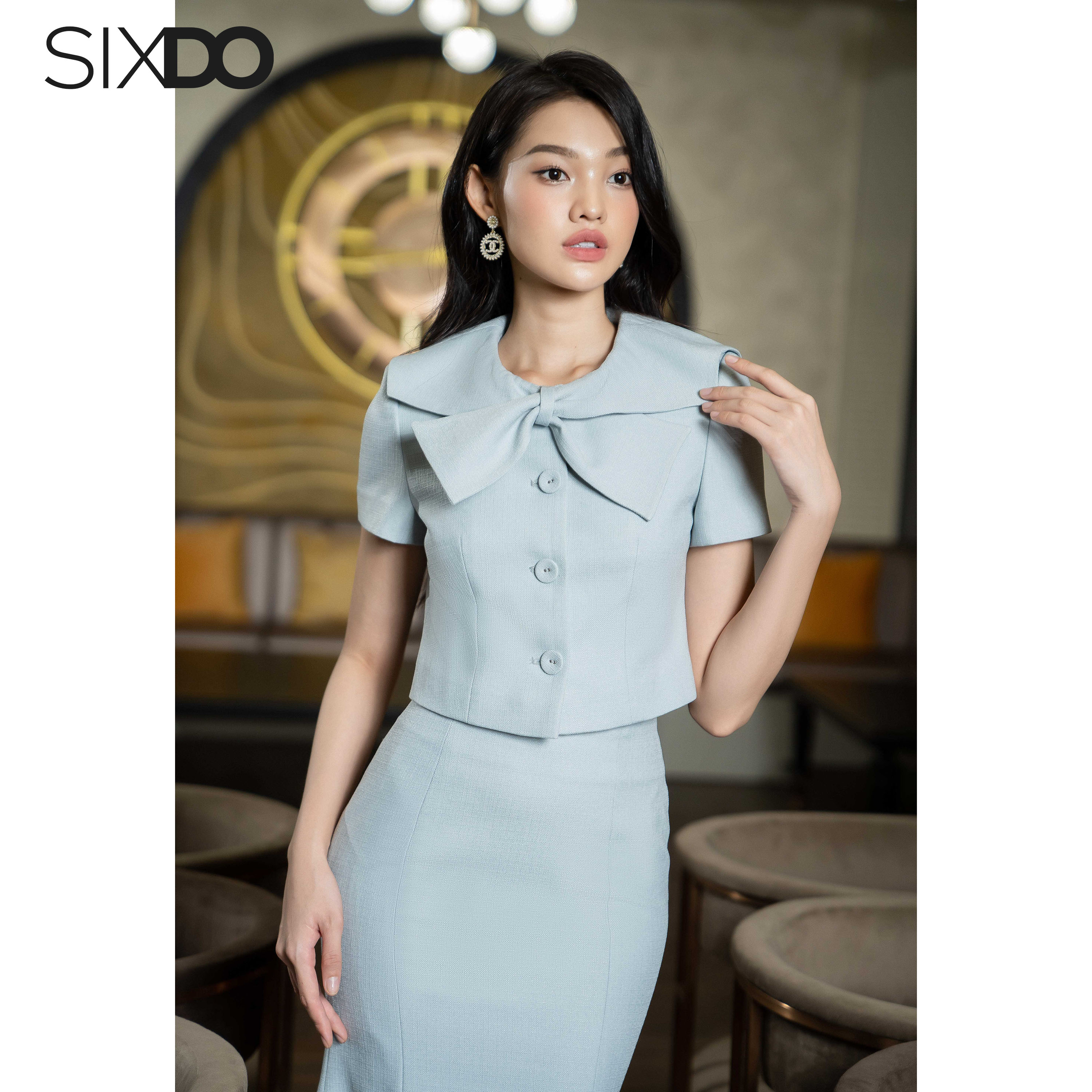 Chân váy đuôi cá xanh SIXDO (Mint Tulip Mermarid Midi Raw Skirt)