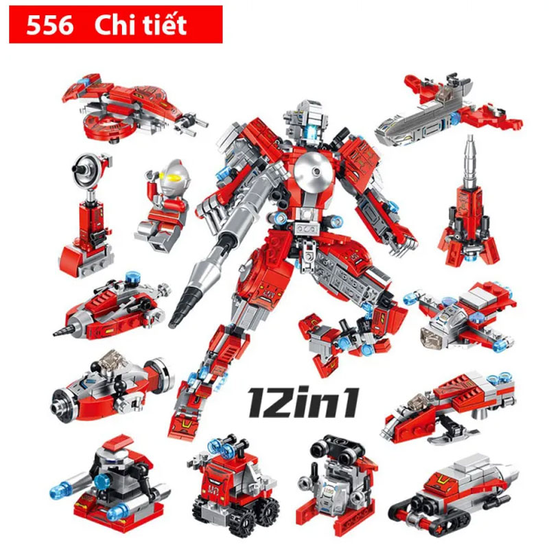 Đồ chơi lắp ráp trẻ em bằng nhựa ABS an toàn -Robot biến hình Chiến Binh Sura 553 Chi tiết