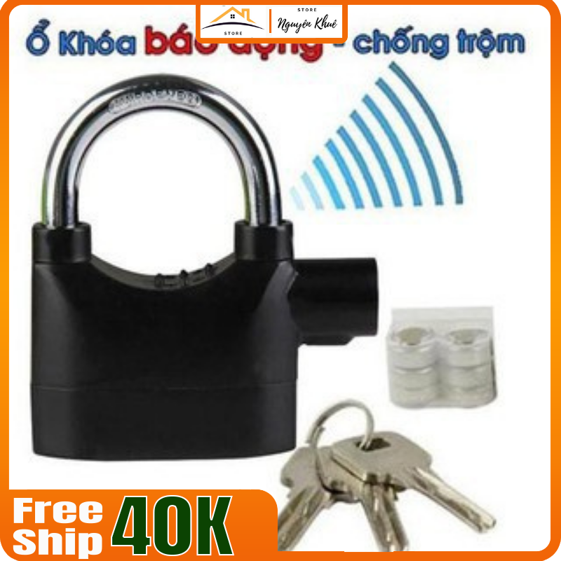 Ổ Khóa Báo Động Chống Trộm Padlock With Alarm LK325 - Đen - Khóa thông minh chống trộm, chống cắt khóa, bòi báo động, an toàn cho nhà cửa và xe của gia đình. khóa báo động hú còi thông minh chống trộm thế hệ mới an toàn là số 1.