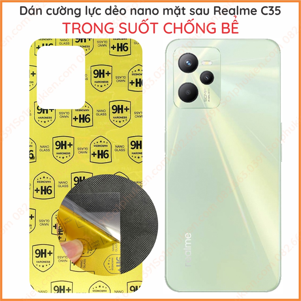 Dán cường lực mặt lưng Realme c35 / Narzo 50A Prime dẻo nano chống bể