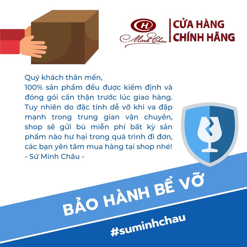Thố cơm 18 trắng sứ Minh Châu
