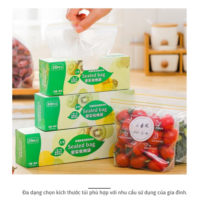 Set 3 hộp túi zip đựng thực phẩm có khoá(combo 80 túi)