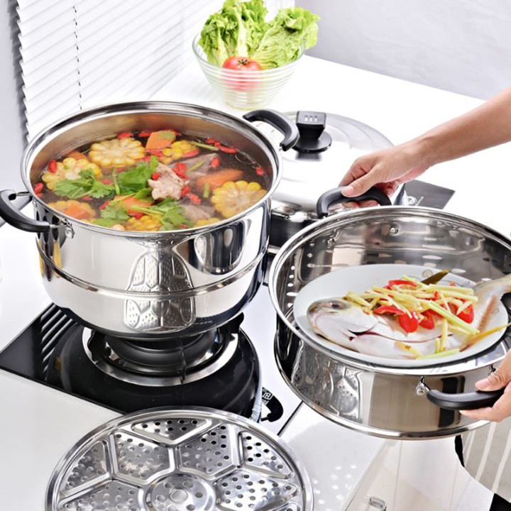 [HCM][SIZE LỚN] - NỒI HẤP 3 TẦNG INOX CAO CẤP - NỒI HẤP CÁCH THUỶ ĐA NĂNG TIỆN DỤNG CHO MỌI NHÀ BẾP