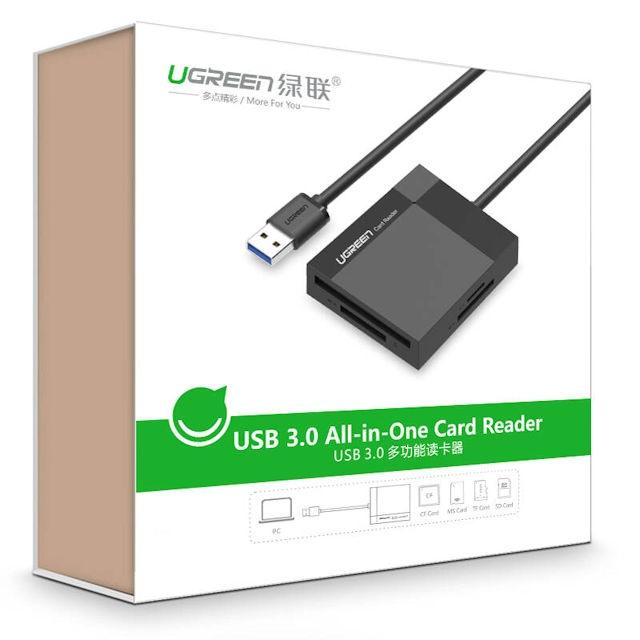 [HCM]Đầu đọc thẻ USB3.0 hỗ trợ thẻ TF/SD/CF/MS dài 0.5m UGREEN 30231