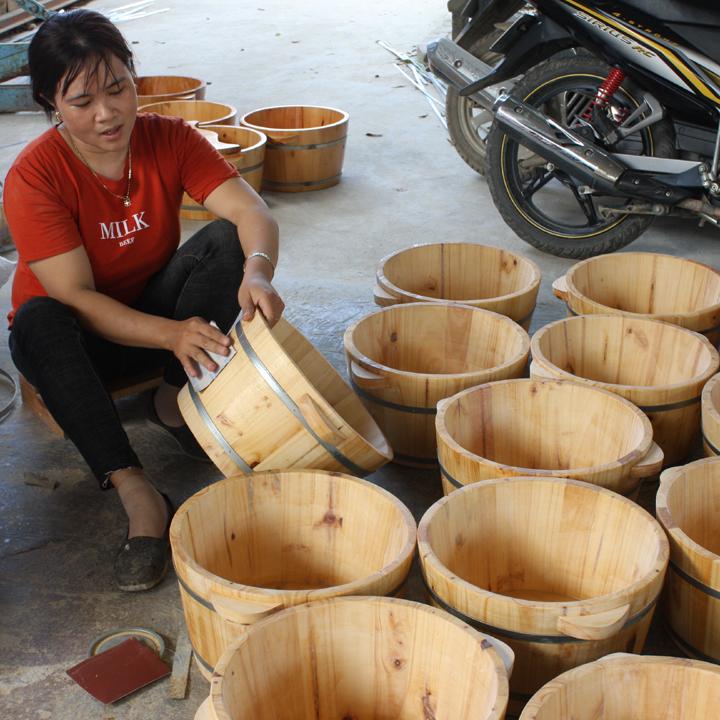 Chậu ngâm chân gỗ Thông trơn