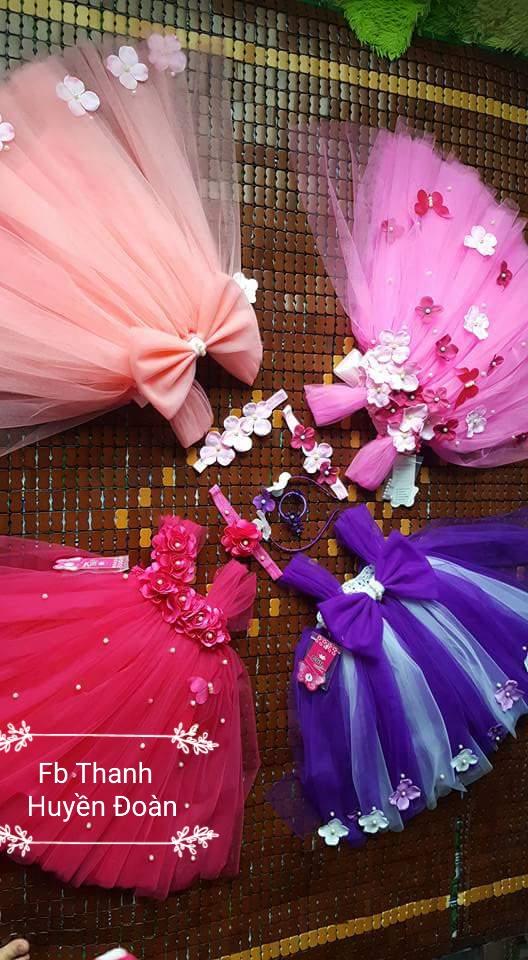 Váy Tutu Công chúa Tím huế xen trắng - Nơ