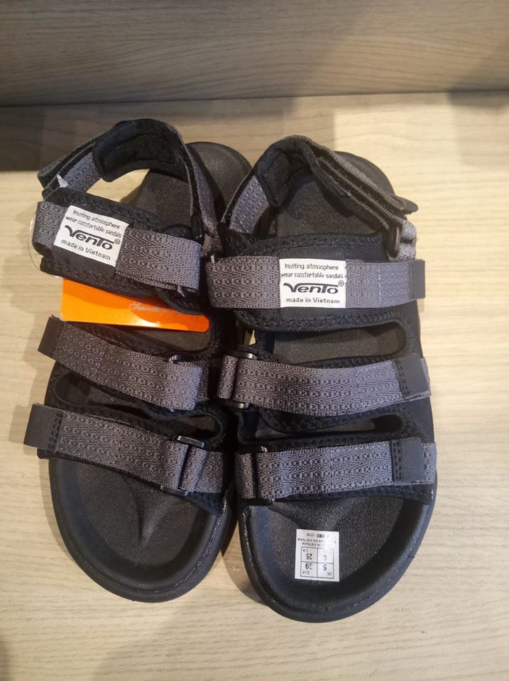 [HCM]Sandal Vento Nam Quai Ngang Màu Đen Tro