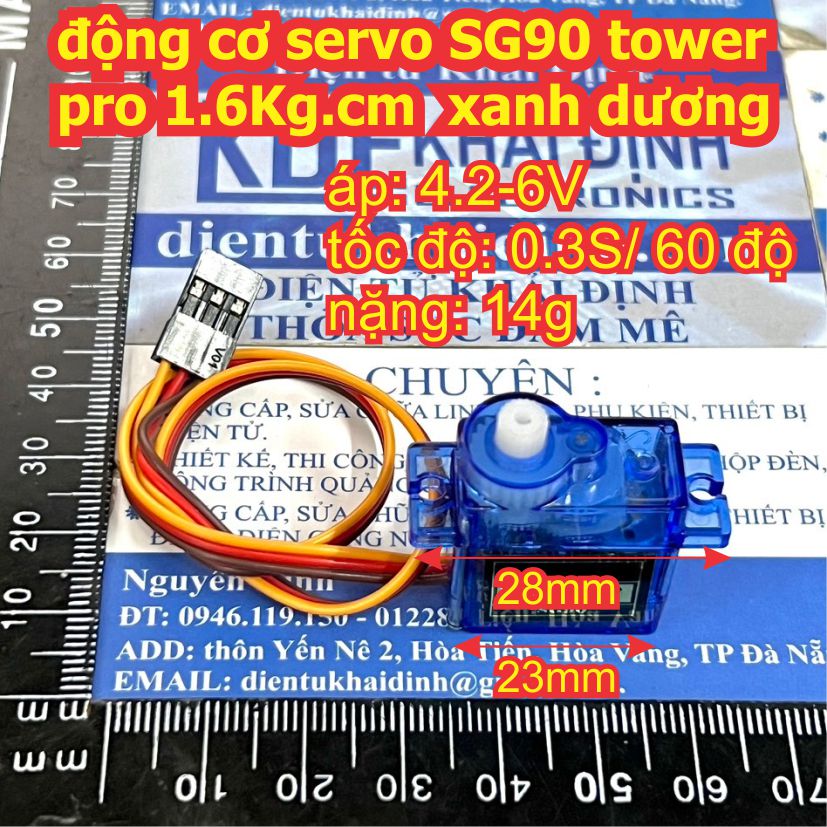 Động cơ servo sg90 tower pro 1.6kg.cm xanh dương 180 độ / 360 độ kde2950