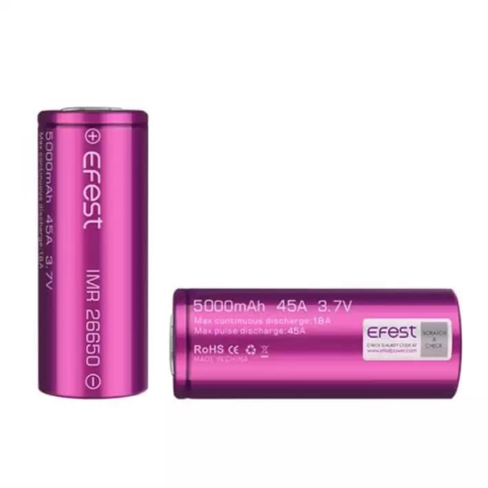 Pin sạc Efest IMR 26650 5000mAh 45A Flat top battery