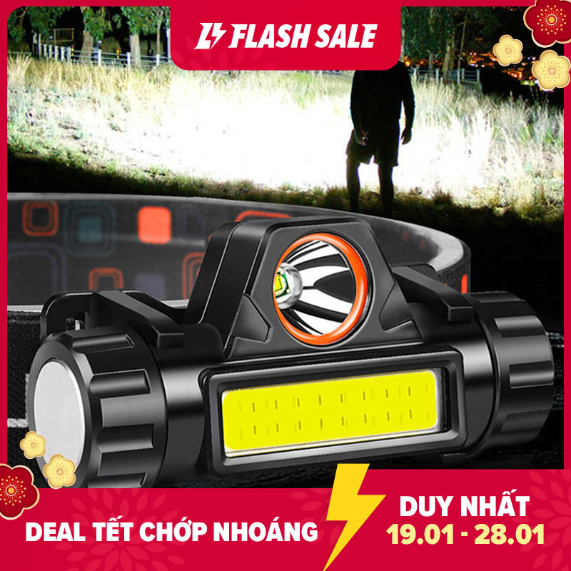 Đèn pin đội đầu câu cá ban đêm 5W, đèn pin đội đầu siêu sáng, đèn pin di động cổng sạc USB