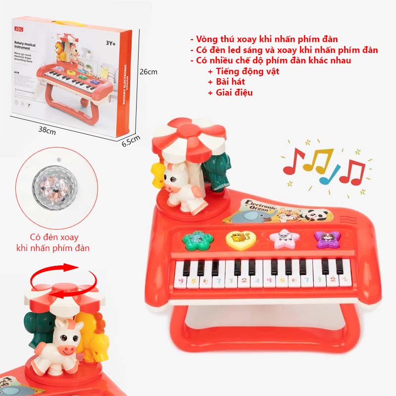 Đồ chơi Đàn piano hình thú có đèn đáng yêu cho bé