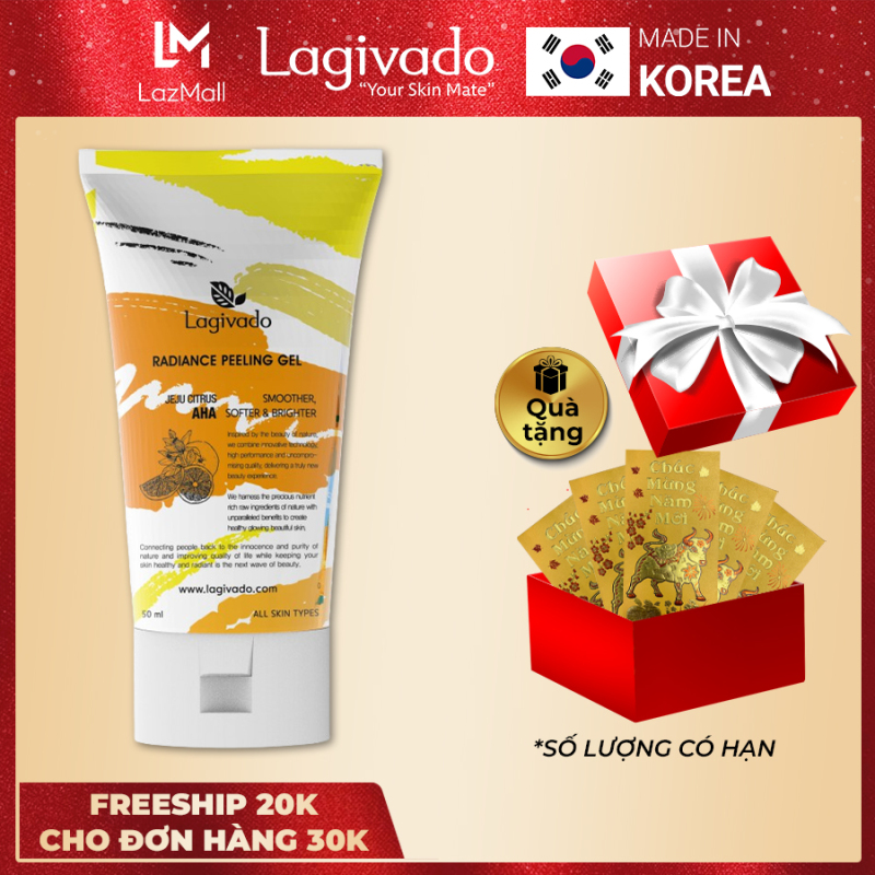 Tẩy tế bào chết Hàn Quốc Lagivado làm sạch tế bào chết da mặt, body nhẹ nhàng, giúp da sáng mịn đều màu Radiance Peeling Gel 50ml