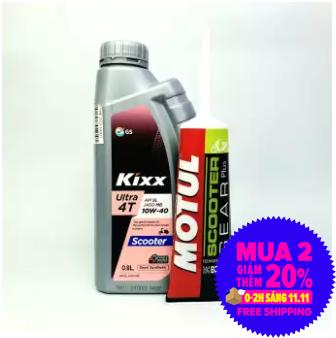 [HCM][Combo SỐC xe ga] KIXX ULTRA 4T SCOOTER 10W40 0.8L + Nhớt hộp số Motul Gear 80W90 120ml
