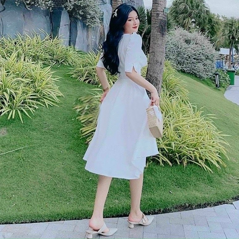 Đầm cổ xếp 3 màu