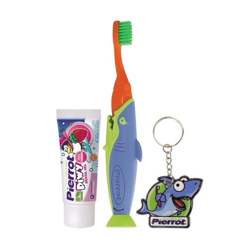 Set Bàn chải đánh răng trẻ em Pierrot SHARKY kèm túi nhựa