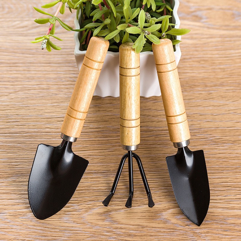 Bộ cuốc xẻng 3 món cán gỗ làm vườn tiện lợi - bộ 03 dụng cụ làm vườn mini cán gỗ dùng trồng rau trồng hoa chăm cây cảnh - bộ dụng cụ làm vườn 3 món cán gỗ - mẫu mới