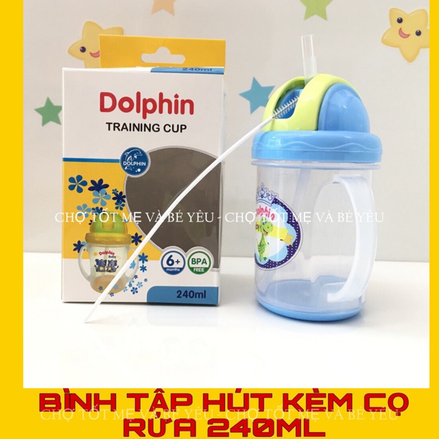 Bình Uống Nước Ống Hút Dolphin 240ml