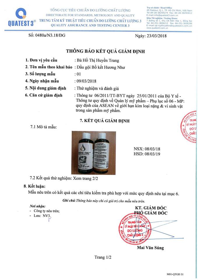 Dầu gội thảo dược Hương Như 250ml (tóc nhuộm màu)