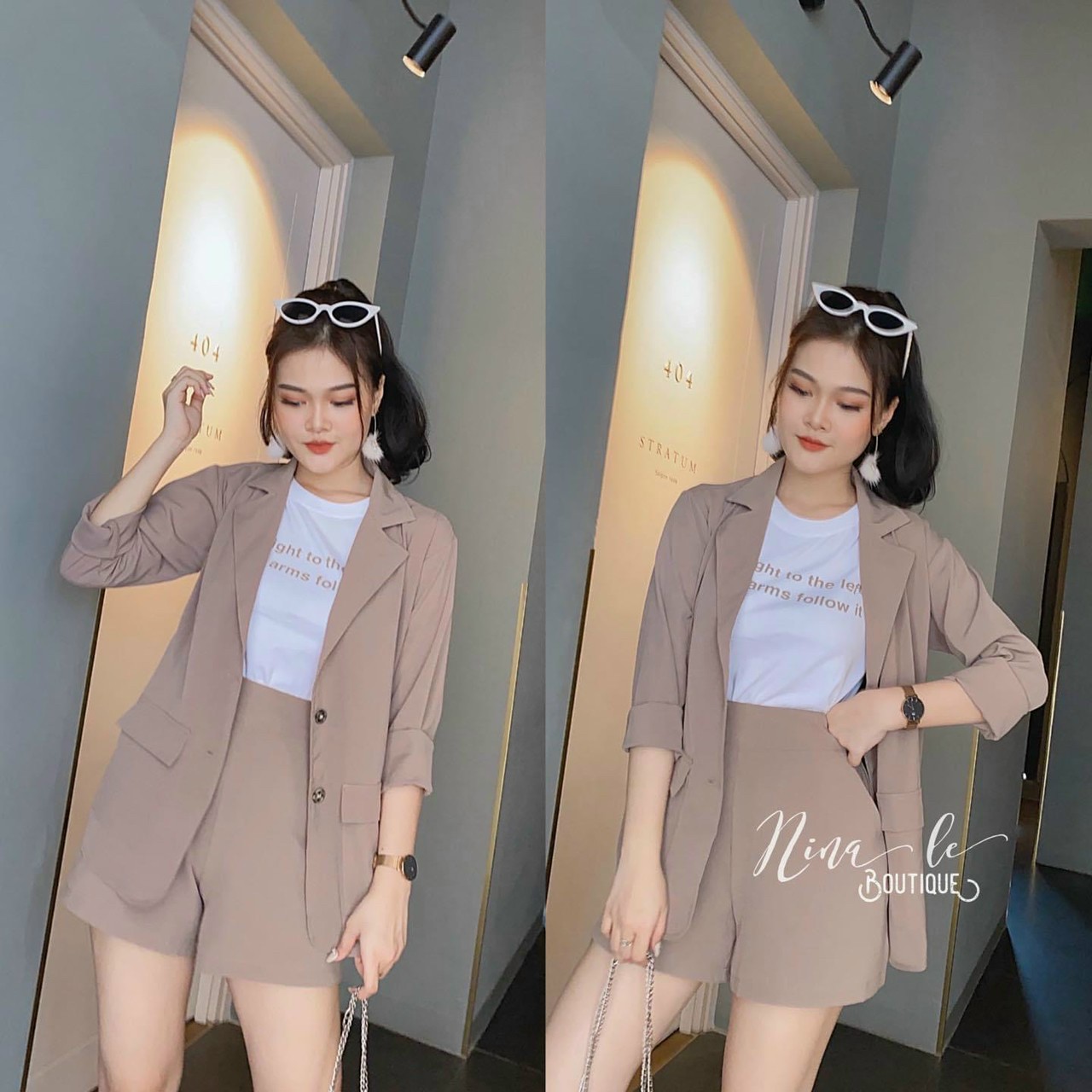 Áo blazer nữ , Áo khoác nữ dài tay sét 3 món thời trang nữ cao cấp