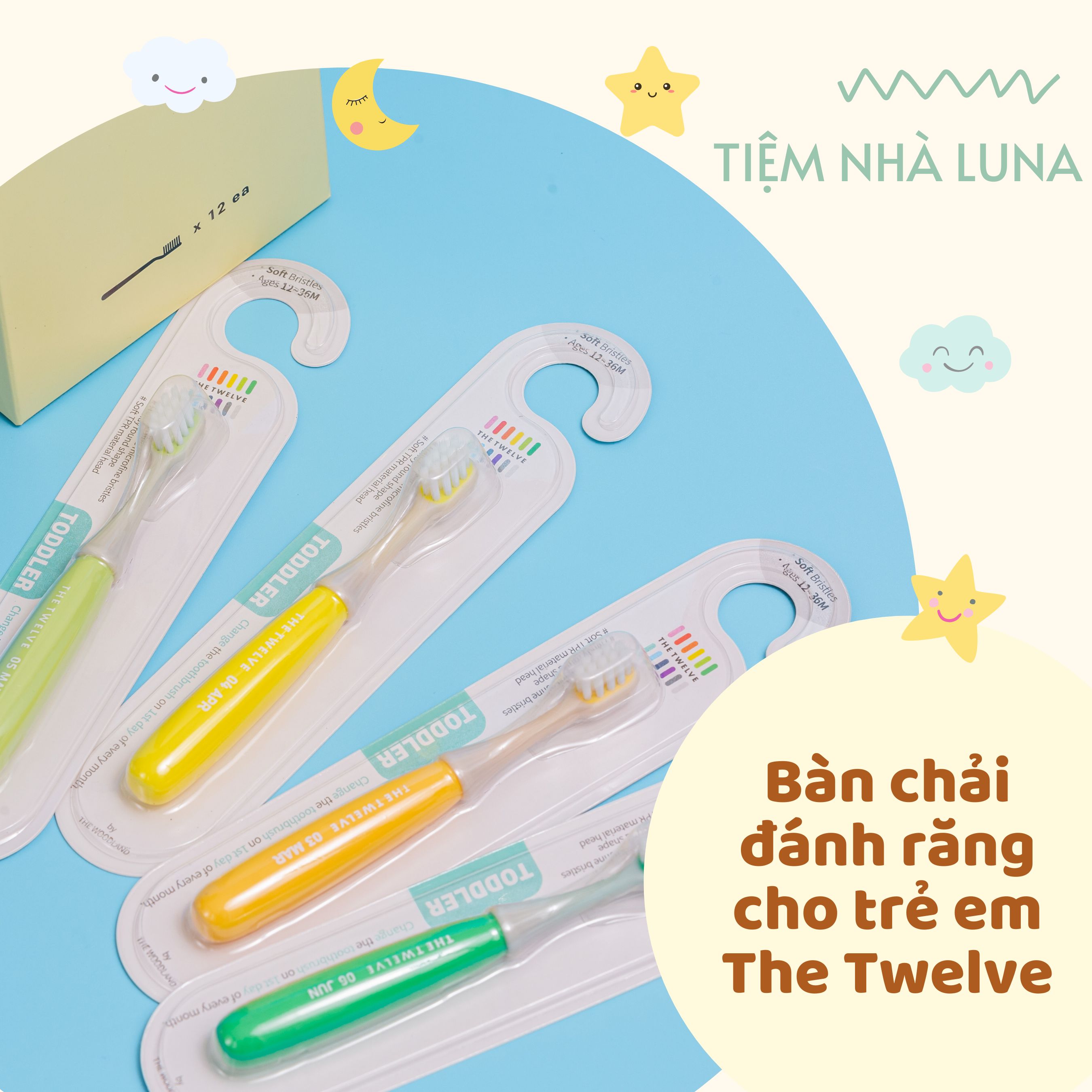 Bàn chải đánh răng Hàn Quốc cho bé THE TWELVE (màu Pastel)