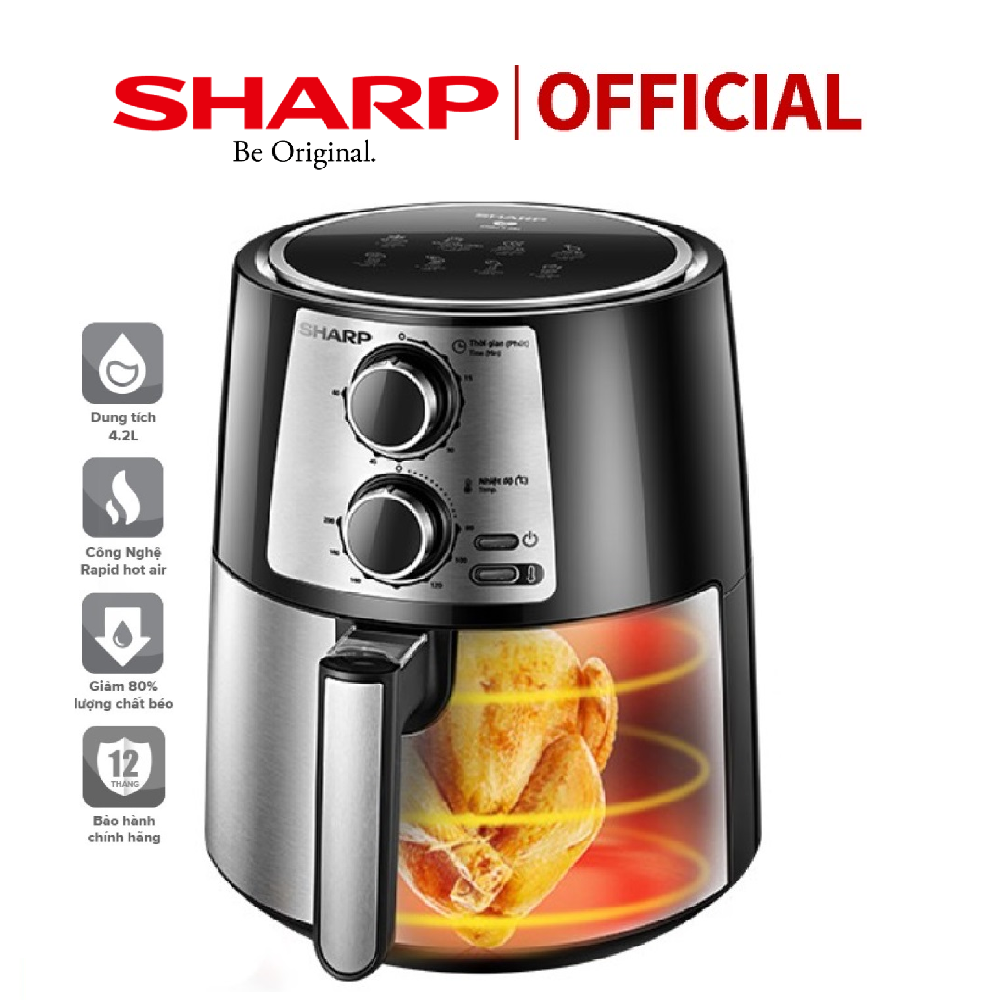 4.2L anti-stick kf-af42mv-st sharp Fryer 1250-1450W stainless steel-12 months warranty