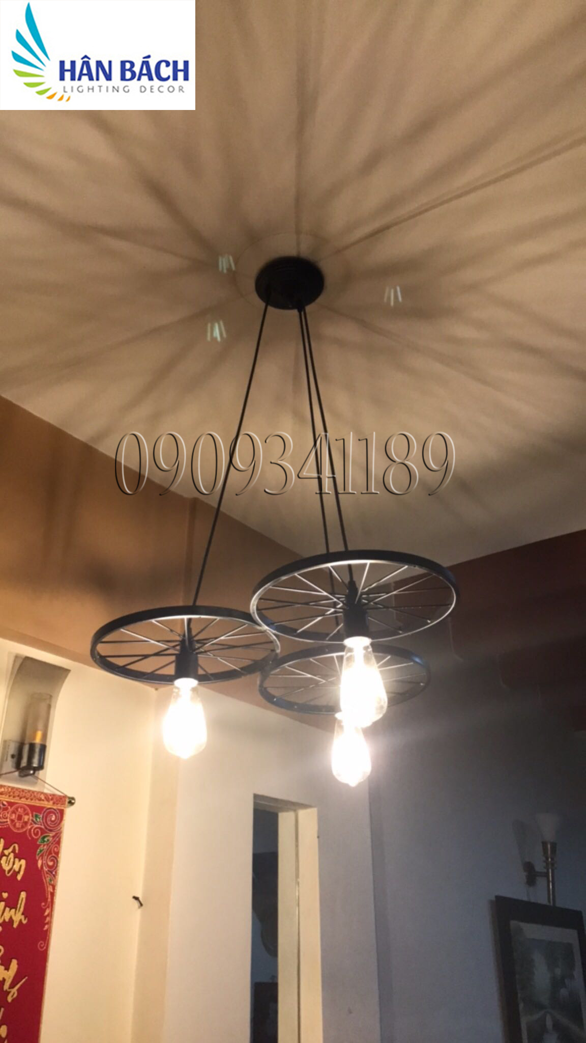 [HCM]ĐÈN THẢ TRANG TRÍ 3 BÁNH XE(chưa bóng)