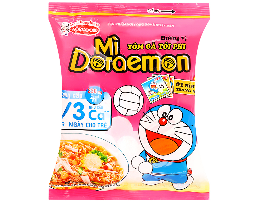 Thùng 30 gói mì Doraemon vị tôm gà tỏi phi 63g