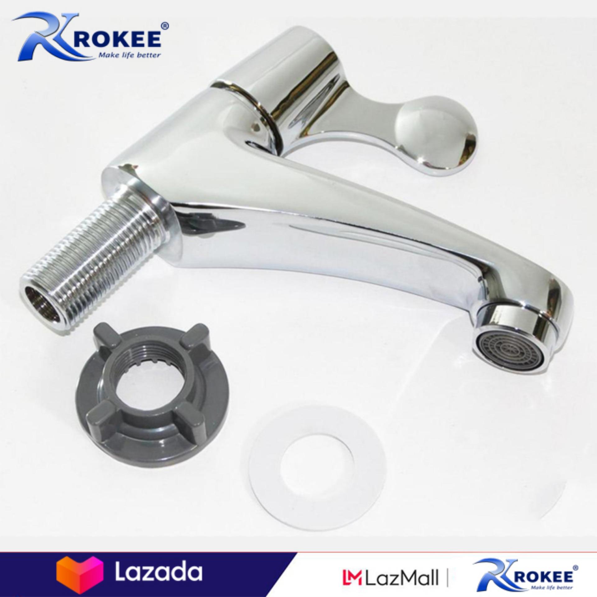 Vòi lavabo lạnh Rokee - DL303D (Trắng bạc)