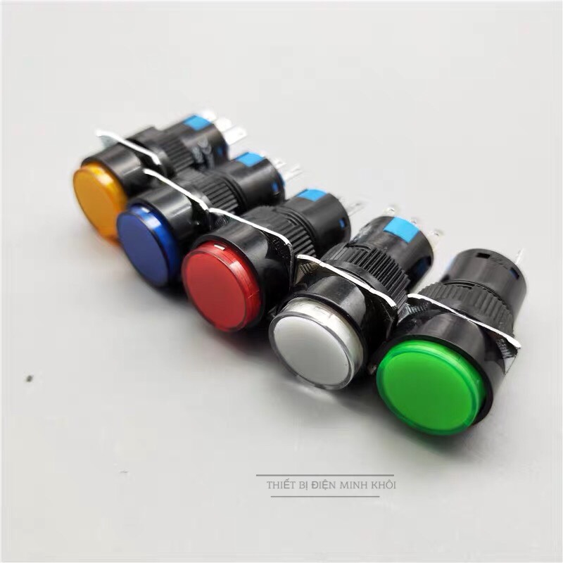 nút nhấn phi 16 tròn, nút nhấn đề phi 16mm có đèn