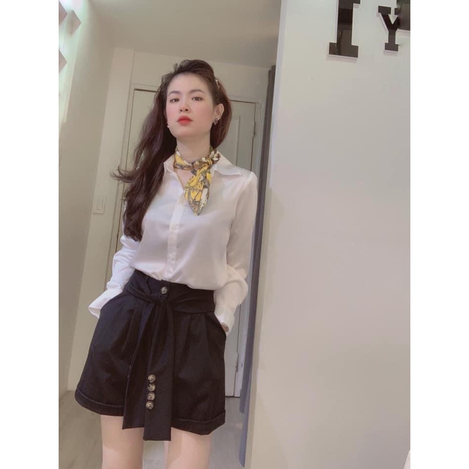 ÁO Sơ Mi LỤA TRẮNG CÔNG SỞ TAY BỒNG CỔ ĐỨC 012