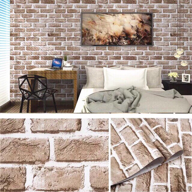 Cuộn 5M decal giấy dán tường khổ 45cm (có sẵn keo) - GẠCH CỔ ĐIỂN QT457
