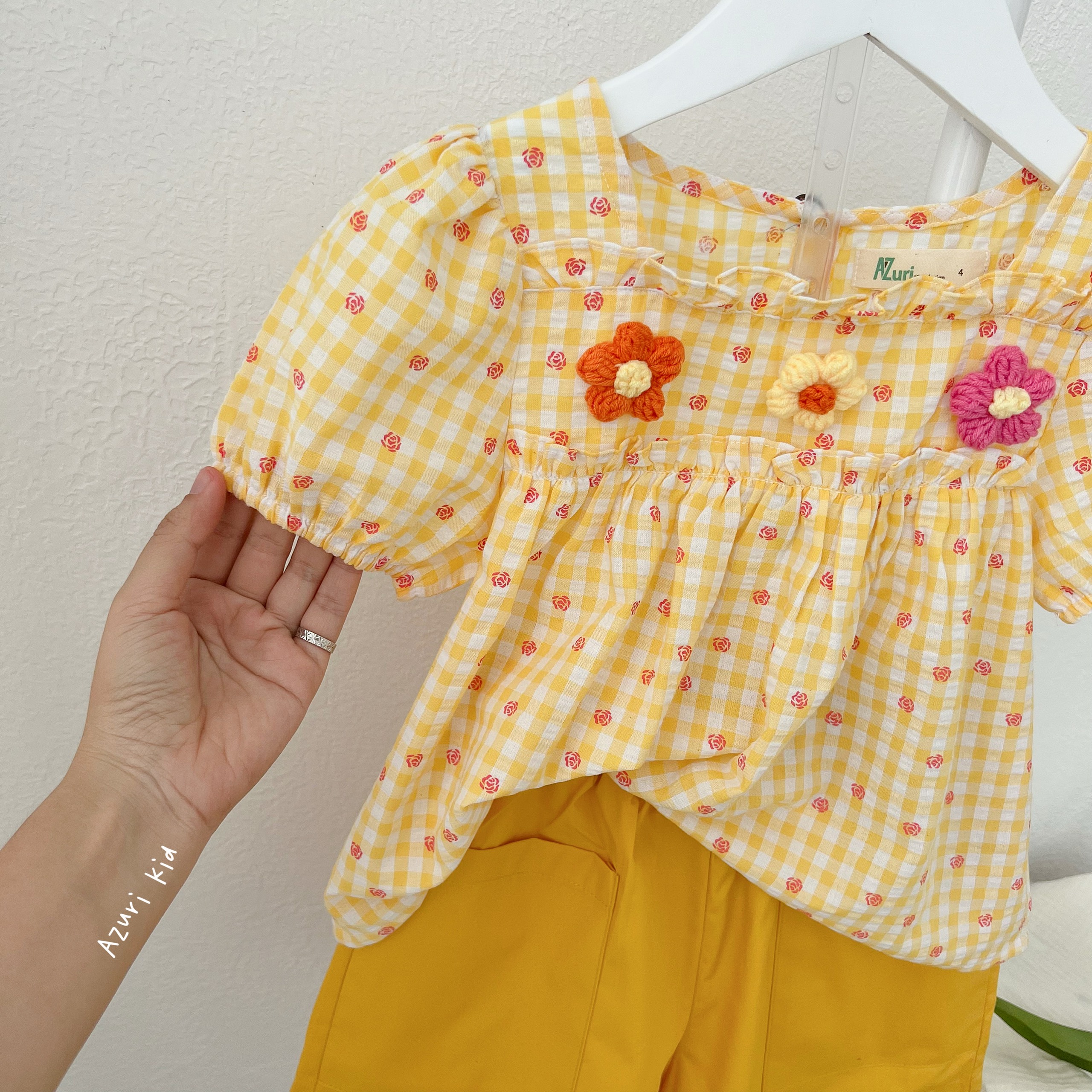 Sét bộ bèo bé gái cổ đính hoa len