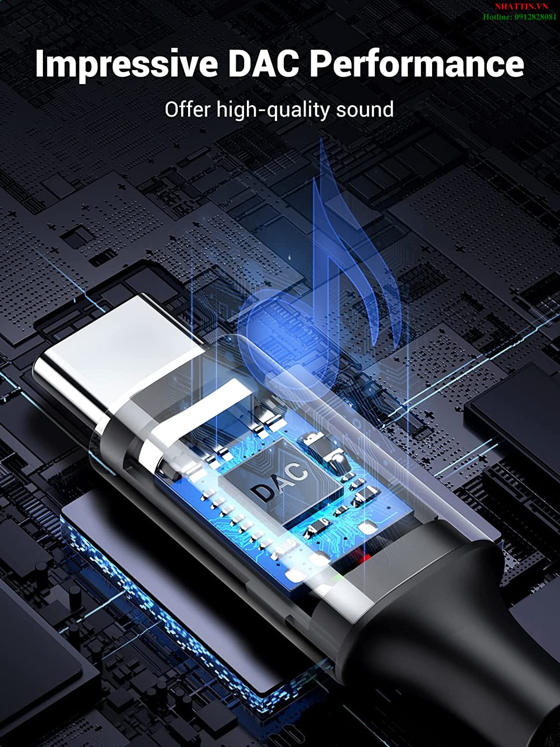 Cáp chuyển đổi USB Type-C sang 3.5mm dài 1M Ugreen 20192 cao cấp (có Chip DAC)