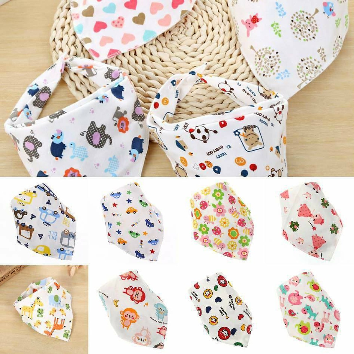 Combo 10 khăn yếm tam giác cho bé