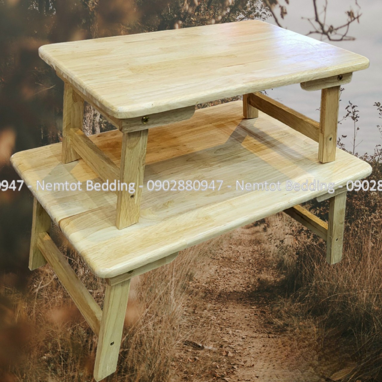 ☀️New styles☀️ Premium natural pleated wood table ladder, genuine export rubber wooden board, student pleated wood table super strong price sturdy