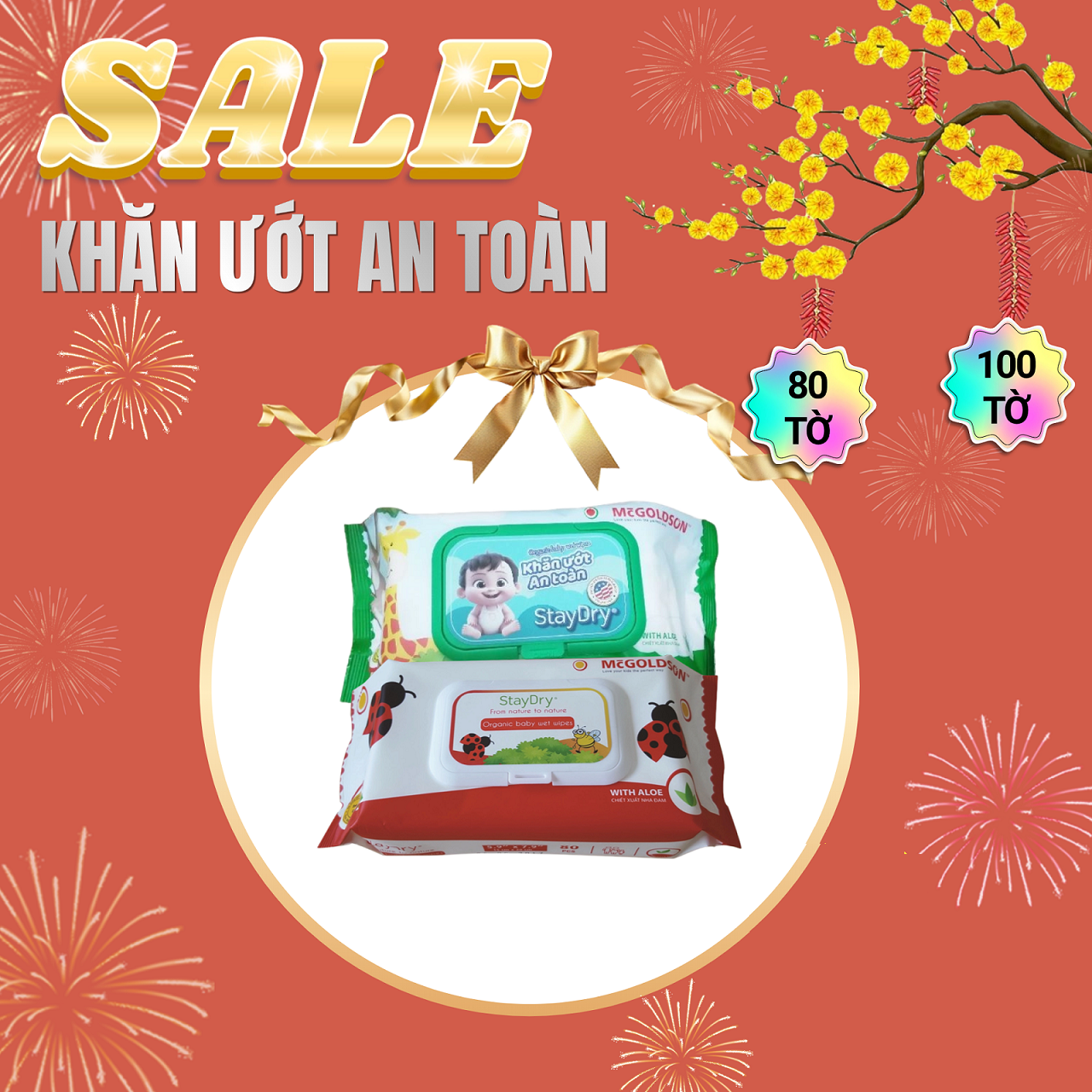 Khăn Giấy Ướt Trẻ Em Cao Cấp StayDry 100 tờ (không hương)