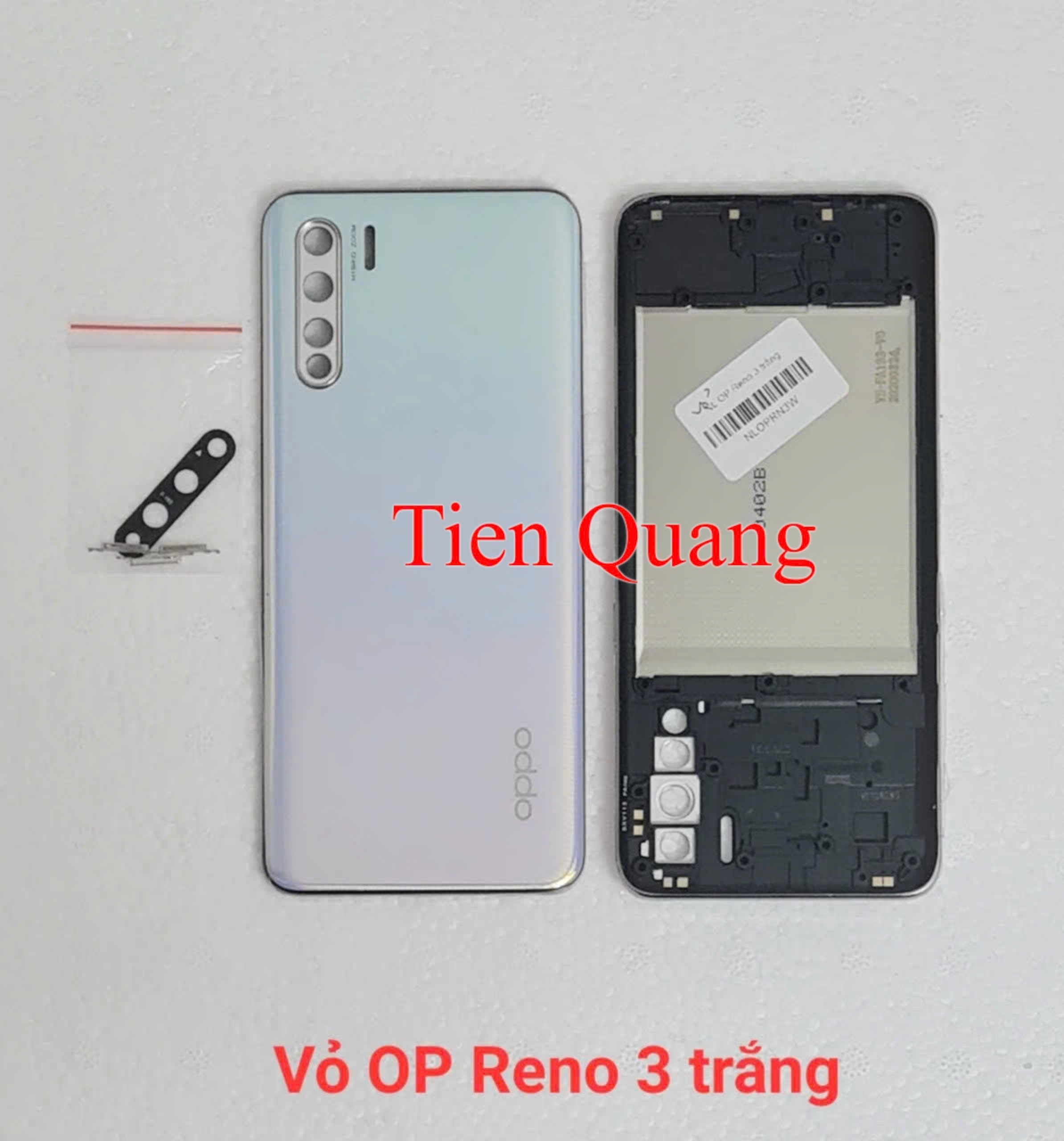 Bộ vỏ Oppo Reno 3 - màu trắng, đen (gồm lưng, sườn, kính cam, nút bấm, xương)