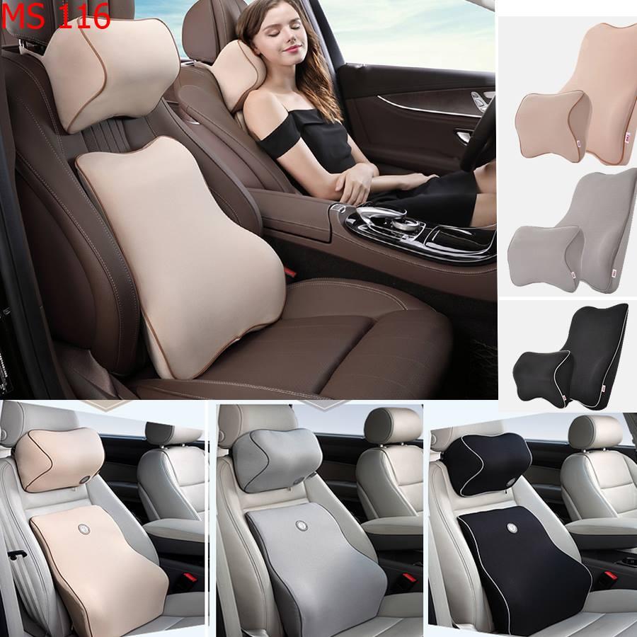 combo gối tựa lưng và tựa đầu cao su non cao cấp