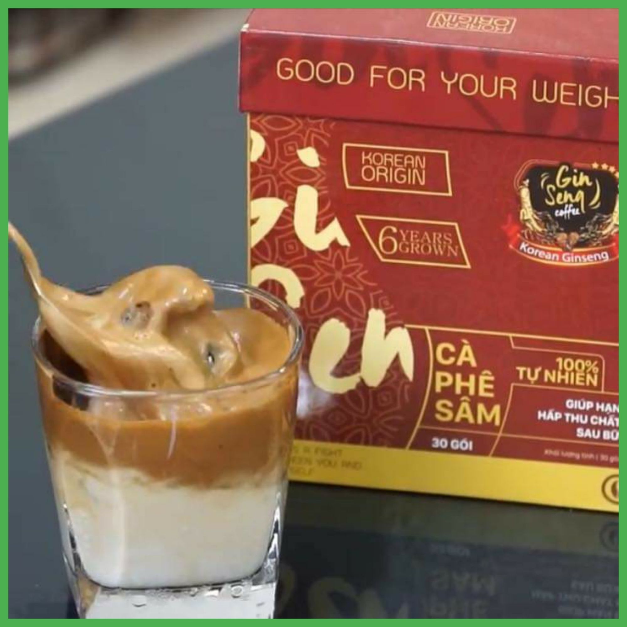 [HCM]Cà Phê Sâm Ginseng Coffee (Hộp 30gói) Tặng thước dây