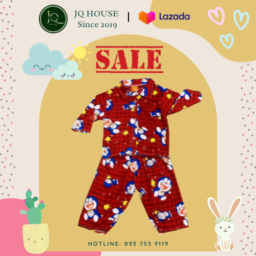 **SALE** COMBO2 - ĐỒ BỘ TAY DÀI BÉ TRAI,HOẠ TIẾT DORAEMON (7-9 KÍ)
