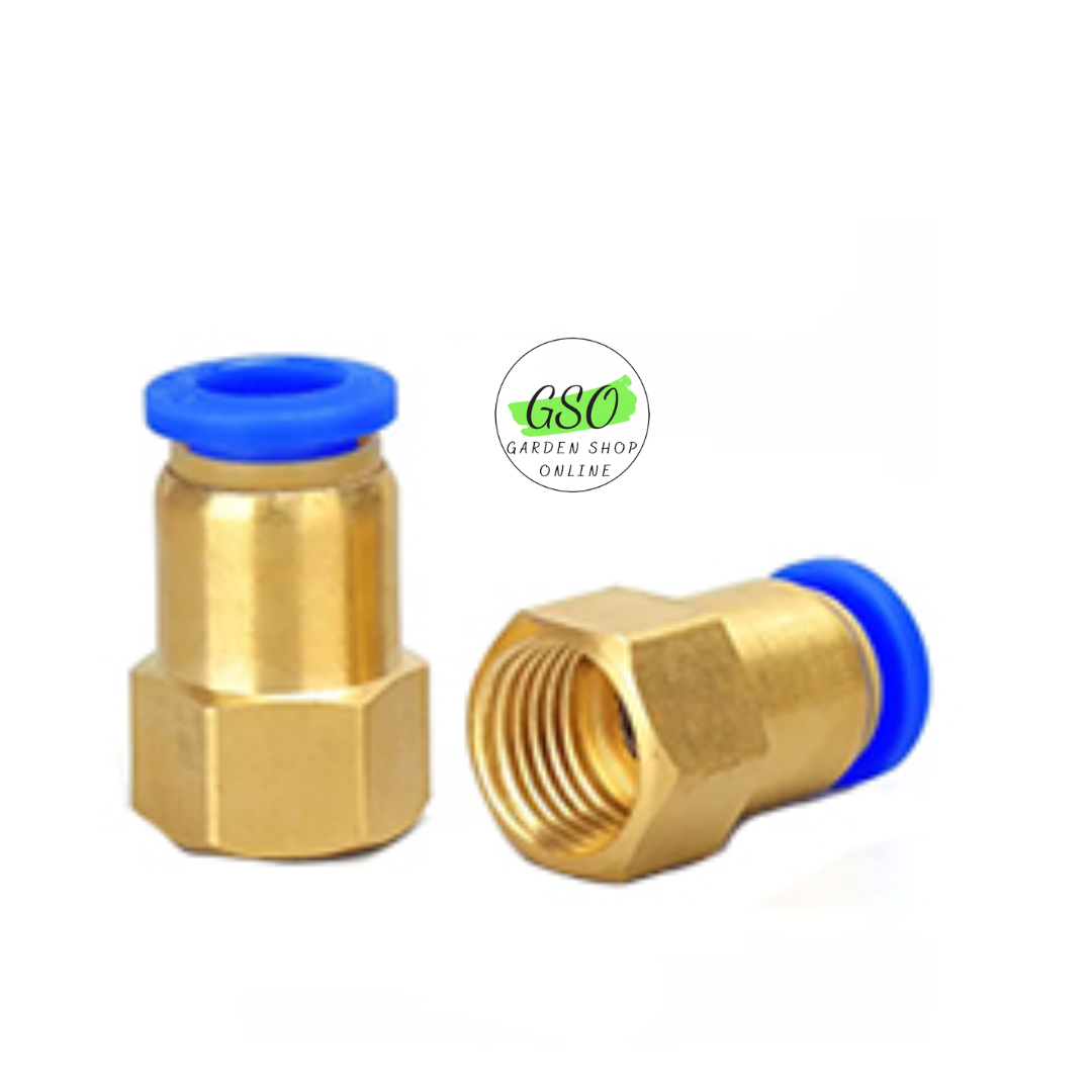 Đầu nối thẳng răng trong PCF nối ống  6mm đầy đủ ren cho khí nén, phun sương