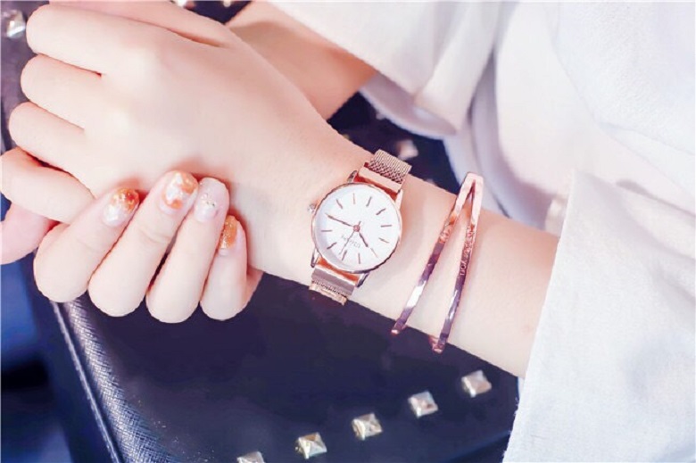 Đồng hồ thời trang nữ Ulzzang dây lưới nam châm cá tính