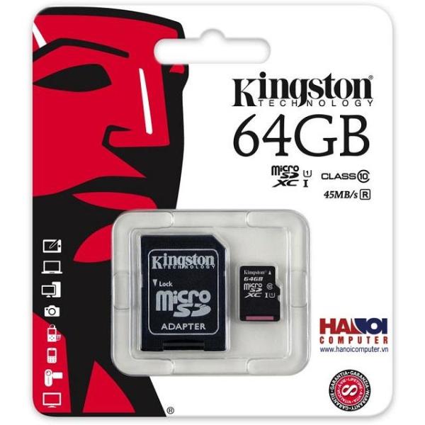 Thẻ Nhớ Micro SD Kingston 64Gb Class10 - Bảo Hành FPT